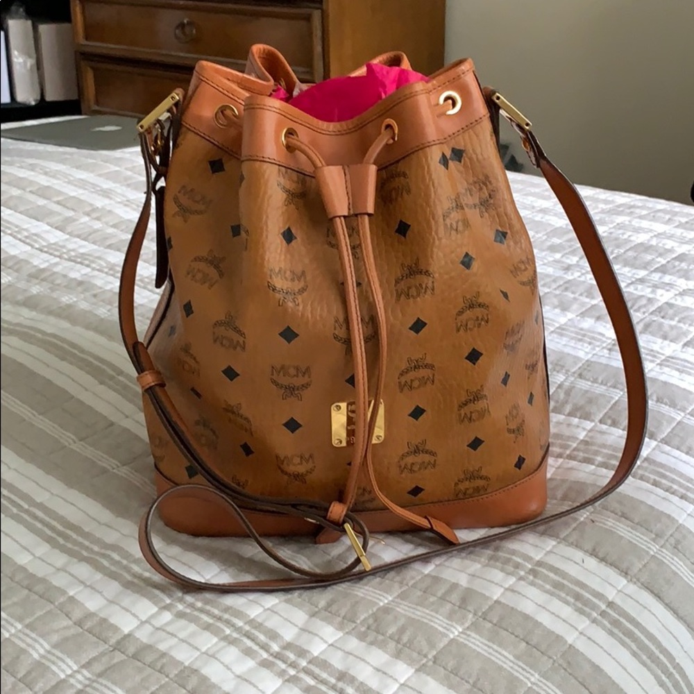 MCM Heritage Visetos Drawstring Crossbody Bag